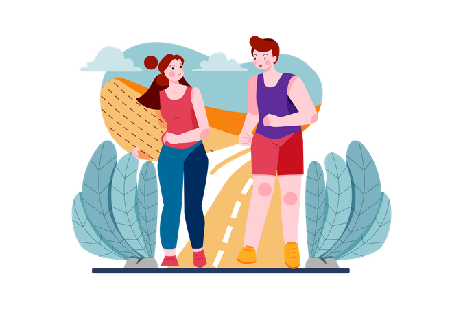 Couple doing jogging together Illustration