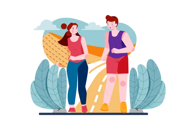 Couple doing jogging together  イラスト