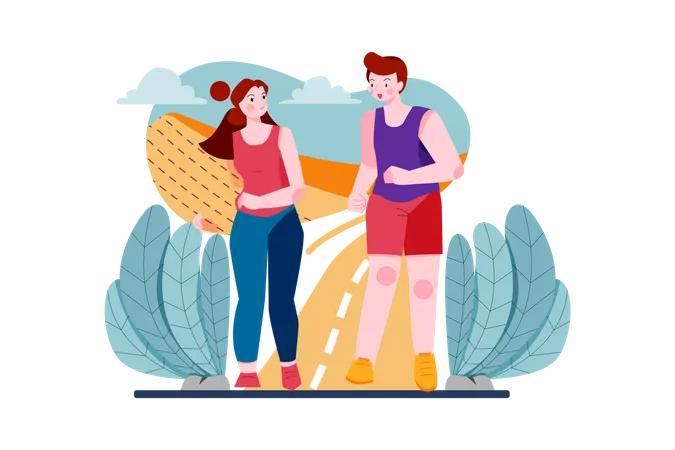 Couple doing jogging together  Illustration