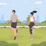 illustrations of couple doing jumping rope