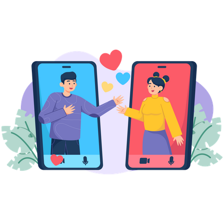 Couple doing love chat Illustration