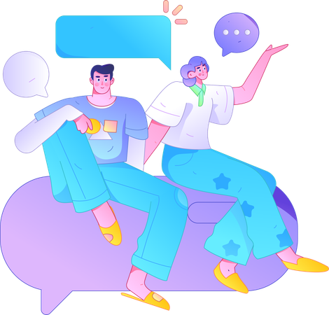 Couple doing mobile chatting  Illustration