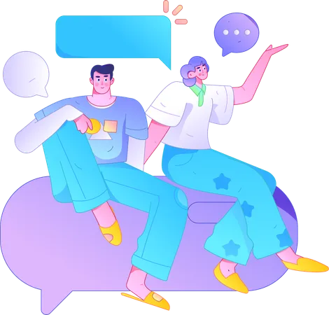 Couple doing mobile chatting  Illustration