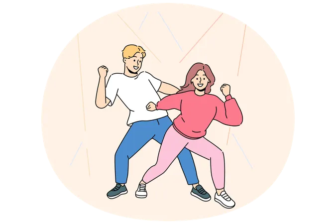 Couple doing morning exercise together  Illustration