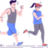 jogging couple illustration svg