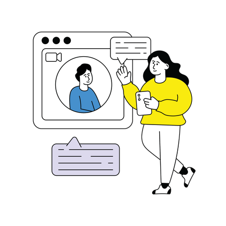 Couple doing Online Communication on video call  Illustration