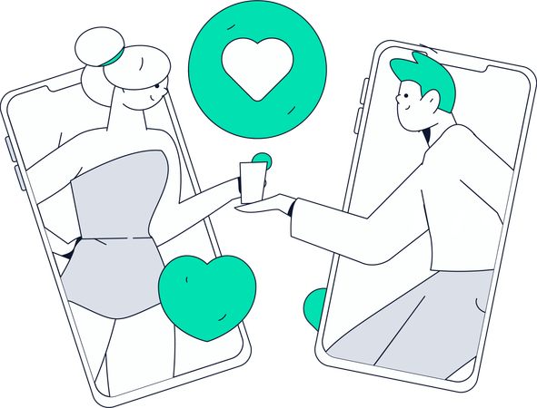 Couple doing online dating  Illustration