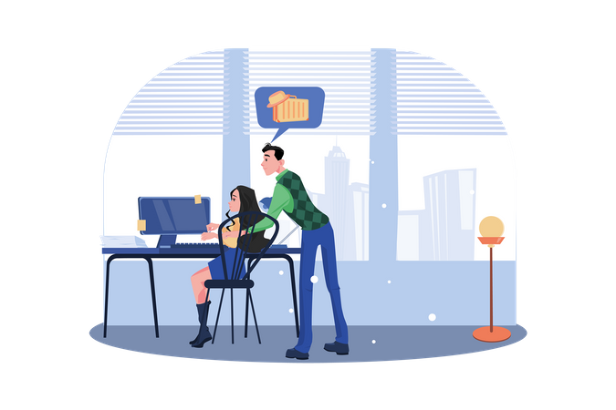 Couple doing online hotel booking  Illustration