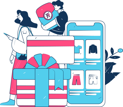 Couple doing Online shopping  Illustration