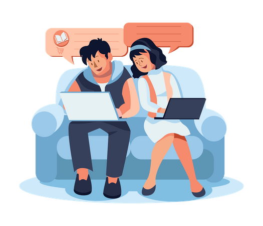 Couple doing online shopping  Illustration