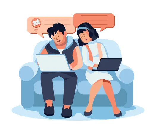 Couple doing online shopping  Illustration