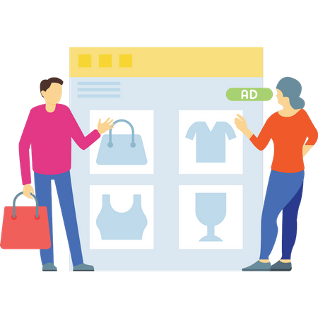 Couple doing online shopping  Illustration