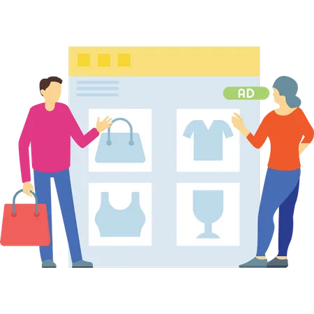 Couple doing online shopping  Illustration