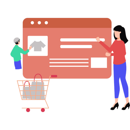 Couple doing online shopping  Illustration