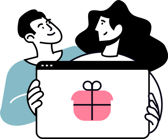 Couple doing online Shopping  일러스트레이션