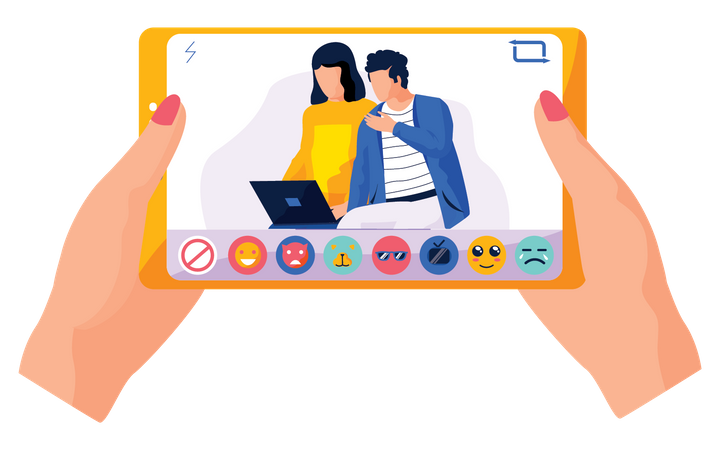 Couple doing online social media streaming  Illustration