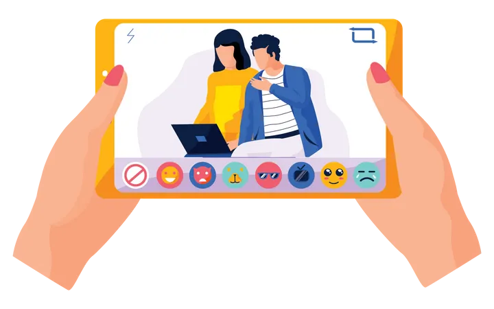 Couple doing online social media streaming  Illustration