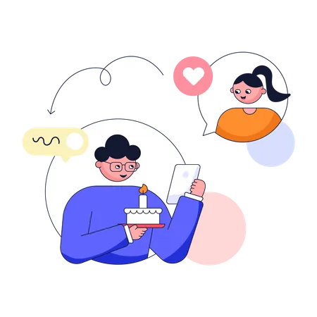 Couple doing online video call Illustration