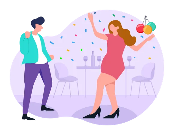 Couple doing party  Illustration
