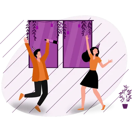 The Couple Is Dancing And Enjoying The Party Illustration