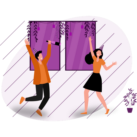 Couple doing party dance  Illustration