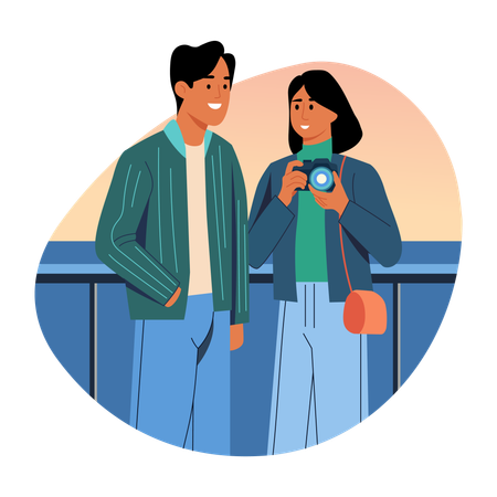 Couple doing photography  Illustration