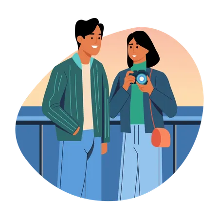 Couple doing photography  Illustration