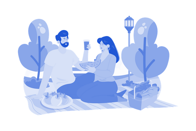 Couple doing picnic  Illustration
