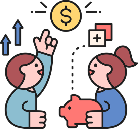 Couple doing piggy savings  Illustration