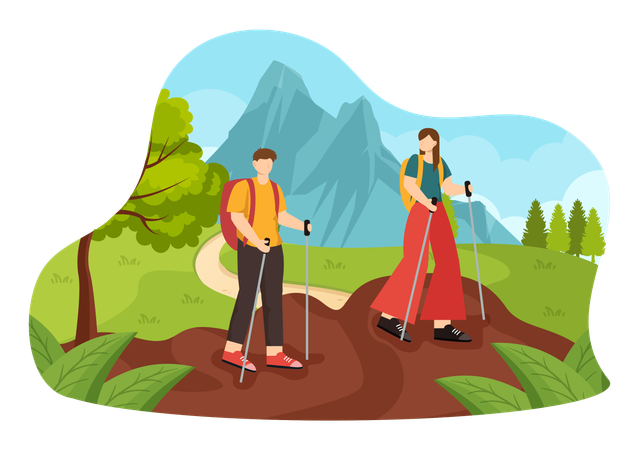 Couple doing Recreational Activities  Illustration