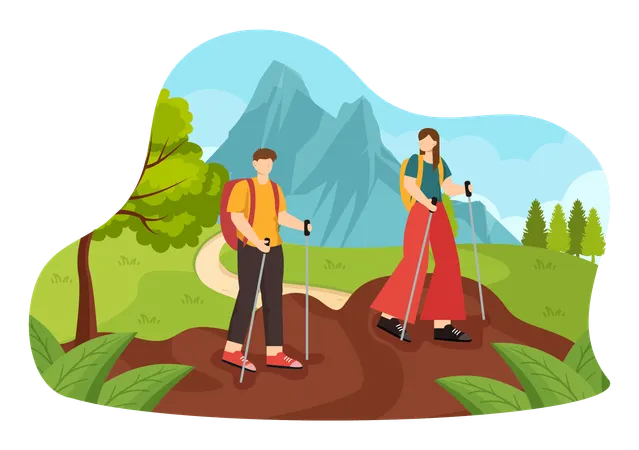 Couple doing Recreational Activities  Illustration