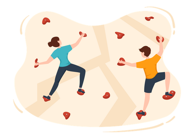 Couple doing rock climbing training  Illustration