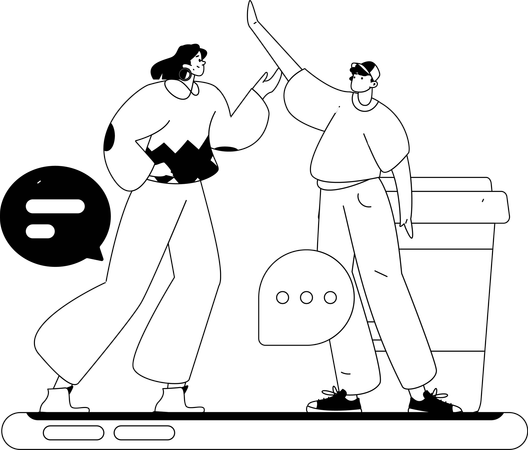 ロマンチックな会話をするカップル  イラスト