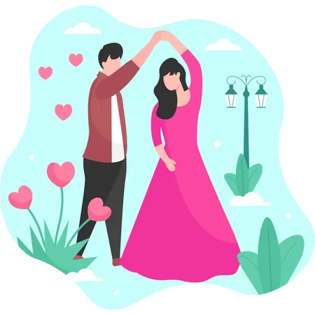 Couple Dance In Party Illustration