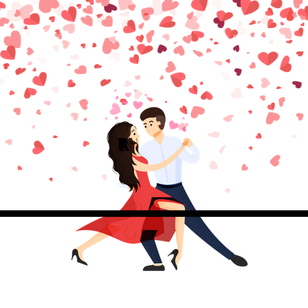 Couple Doing Romantic Dance Illustration