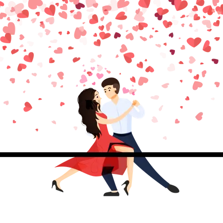 Couple Doing Romantic Dance  Illustration