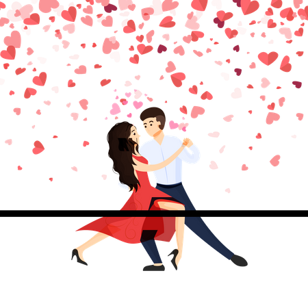 Couple Doing Romantic Dance  Illustration