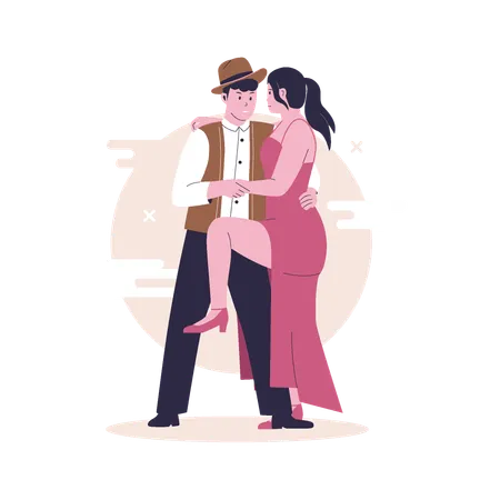 Couple doing romantic dance  Illustration