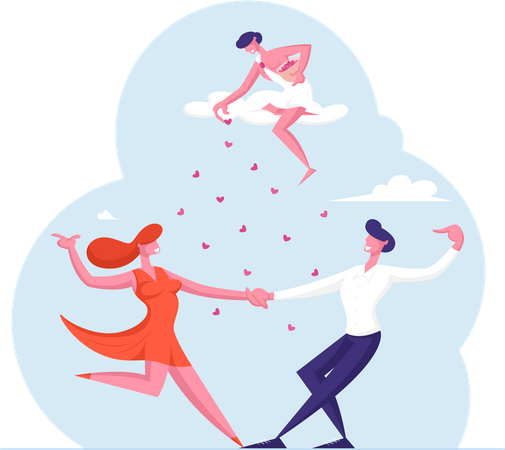 Couple doing romantic dance  Illustration