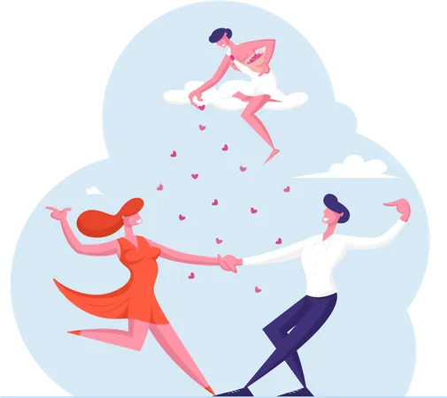 Couple doing romantic dance  Illustration