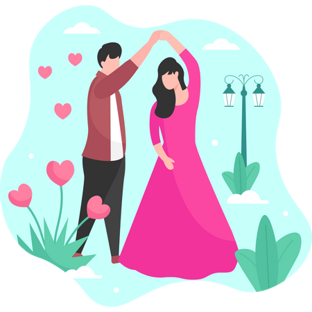 Couple doing romantic dance  Illustration