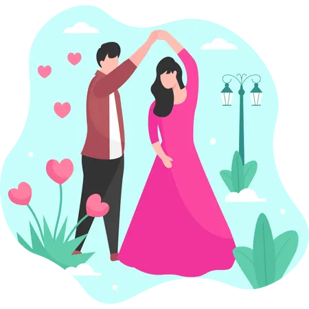 Couple doing romantic dance  Illustration