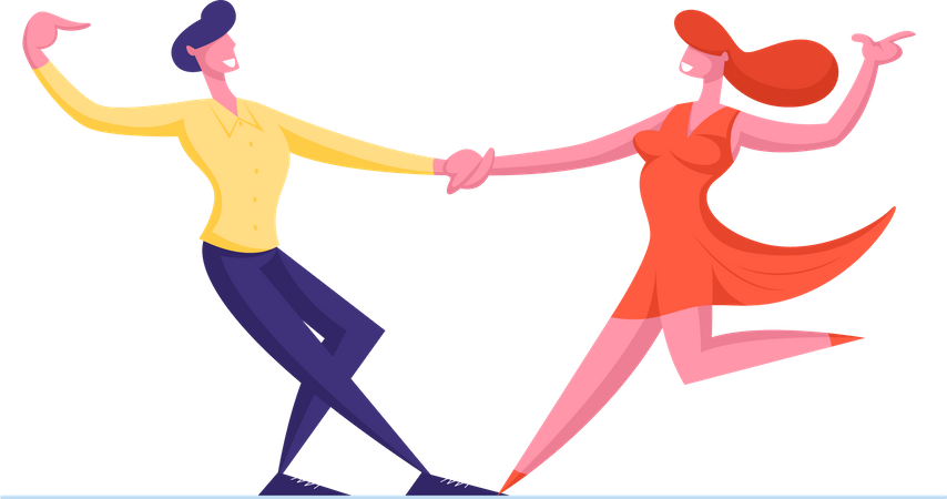 Couple doing romantic dance on valentines date  Illustration