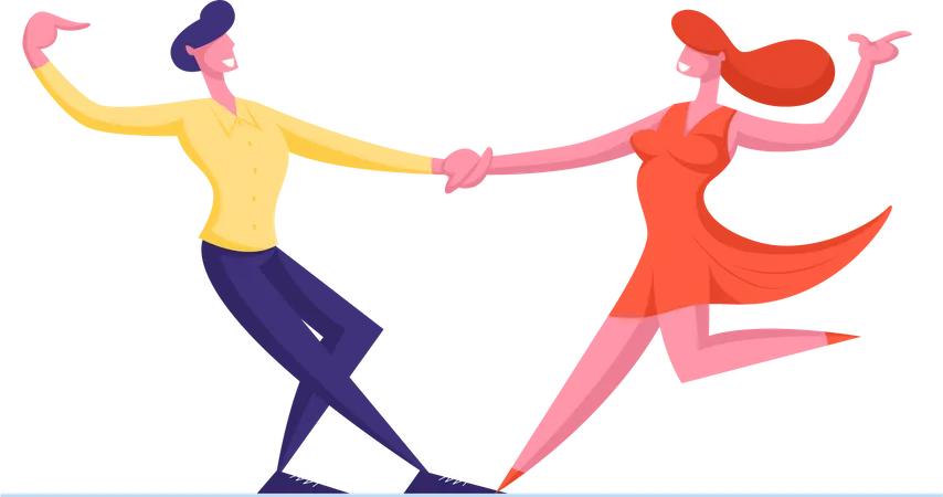 Couple doing romantic dance on valentines date  Illustration