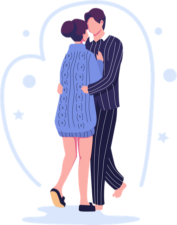 Couple doing romantic hug  Illustration