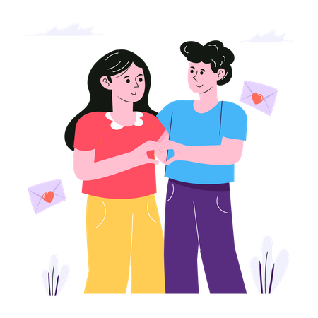 Couple doing romantic pose  Illustration