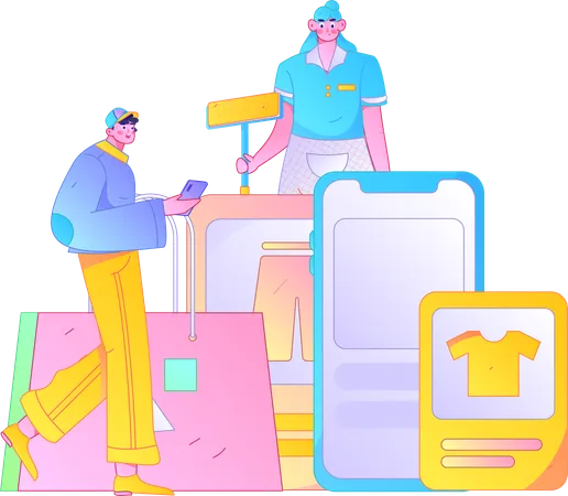 Couple doing sale shopping  Illustration