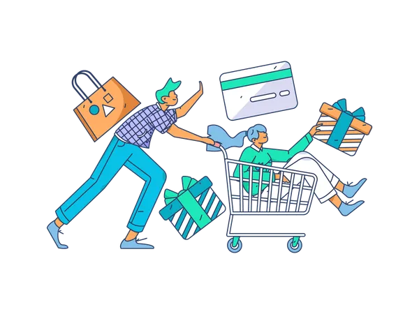 Couple doing shopping  Illustration