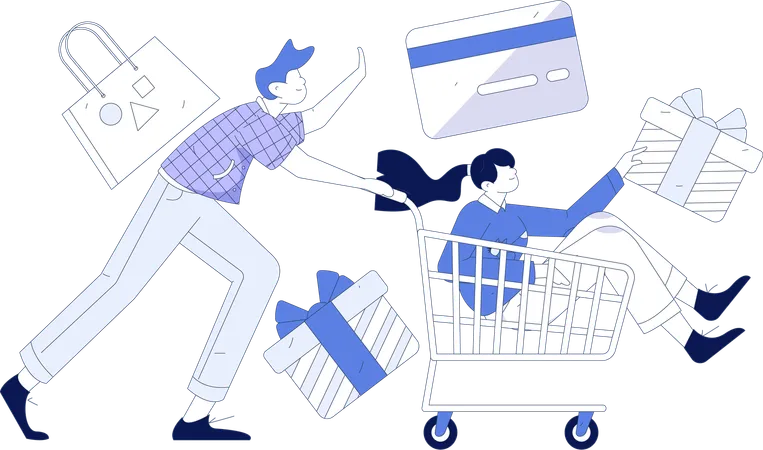 Couple doing shopping  Illustration