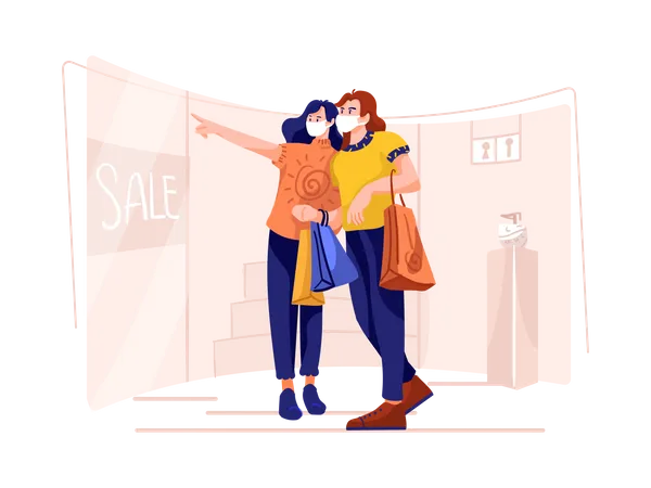 Couple doing shopping Illustration